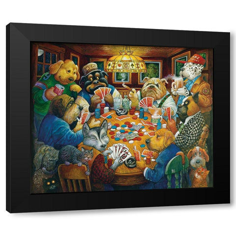 The Poker Club Black Modern Wood Framed Art Print with Double Matting by Bell, Bill