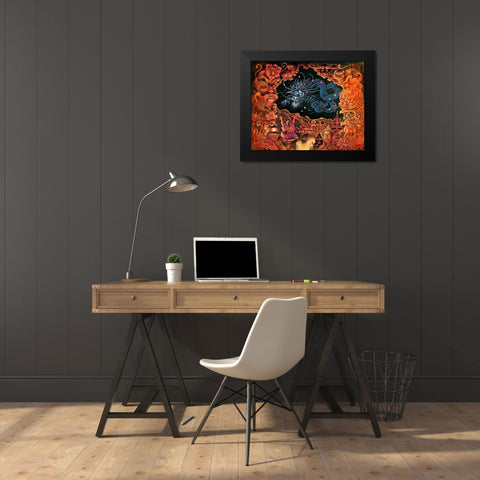 Zodiac Dragon Black Modern Wood Framed Art Print by Bell, Bill