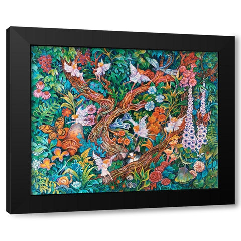 Flower Fairies Black Modern Wood Framed Art Print by Bell, Bill