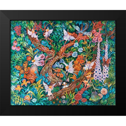 Flower Fairies Black Modern Wood Framed Art Print by Bell, Bill