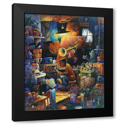 Duet Black Modern Wood Framed Art Print with Double Matting by Bell, Bill