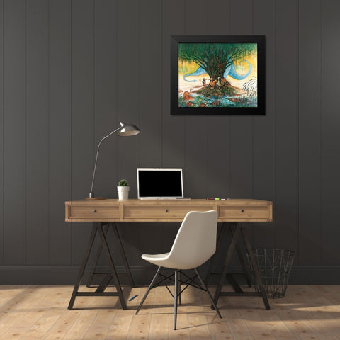 The Blue Brontosaurus Black Modern Wood Framed Art Print by Bell, Bill