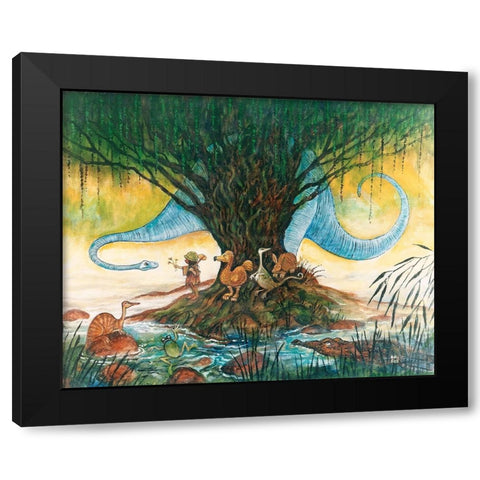 The Blue Brontosaurus Black Modern Wood Framed Art Print by Bell, Bill