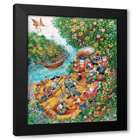 Black Dogs Treasure Island Black Modern Wood Framed Art Print with Double Matting by Bell, Bill