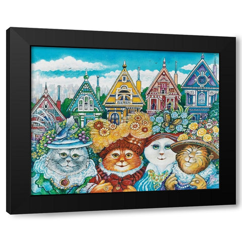 Painted Ladies Black Modern Wood Framed Art Print with Double Matting by Bell, Bill