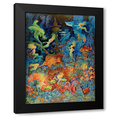 Mermaids Of Atlantis Black Modern Wood Framed Art Print with Double Matting by Bell, Bill