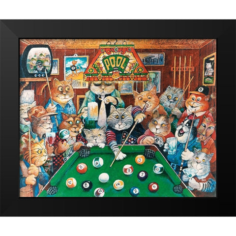 The Hustler ( Pool Cats ) Black Modern Wood Framed Art Print by Bell, Bill