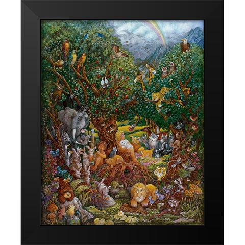 Adam And Eve Black Modern Wood Framed Art Print by Bell, Bill