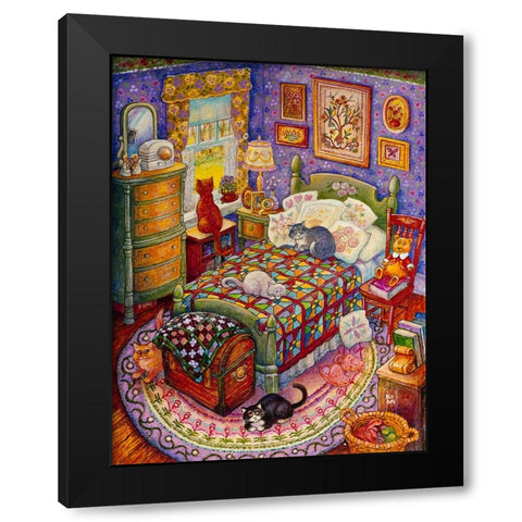 More Bedroom Cats Black Modern Wood Framed Art Print with Double Matting by Bell, Bill