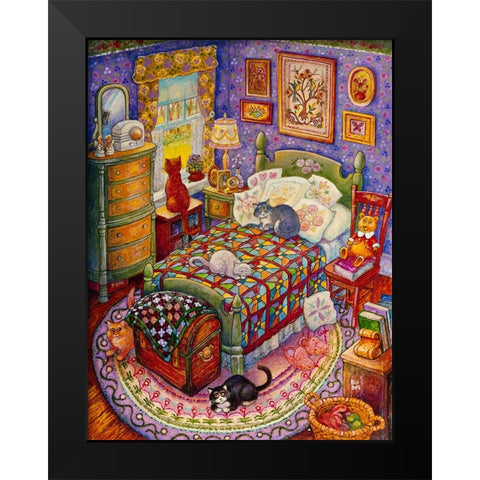 More Bedroom Cats Black Modern Wood Framed Art Print by Bell, Bill