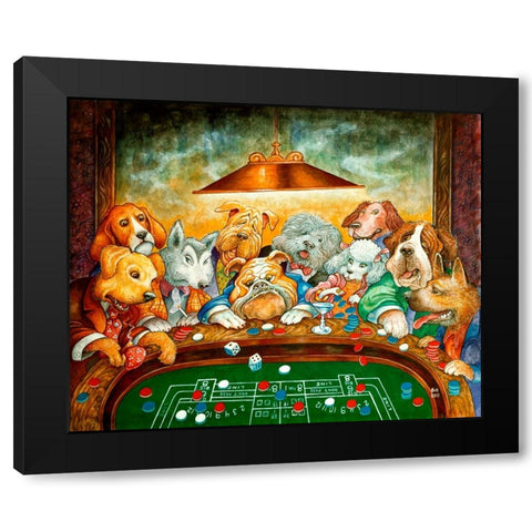 Lucky Dogs Black Modern Wood Framed Art Print by Bell, Bill