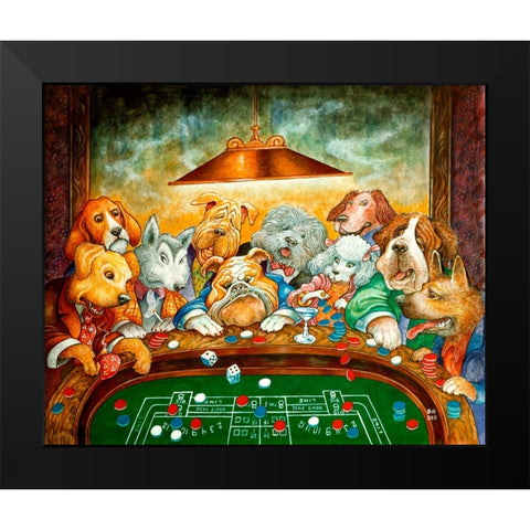 Lucky Dogs Black Modern Wood Framed Art Print by Bell, Bill