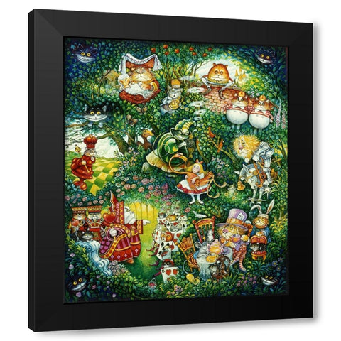 Alice In Pussycat Land Black Modern Wood Framed Art Print with Double Matting by Bell, Bill