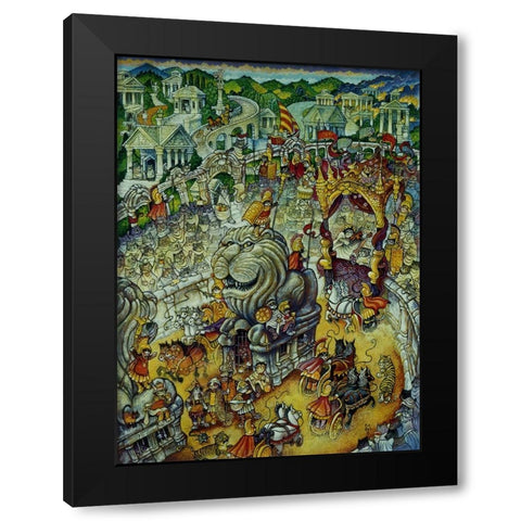 Roman Cats Black Modern Wood Framed Art Print by Bell, Bill