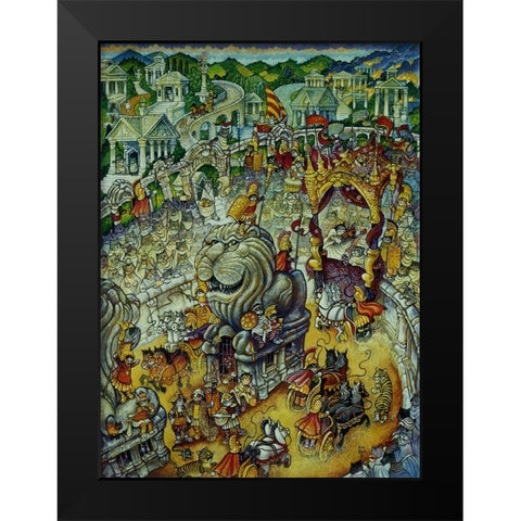 Roman Cats Black Modern Wood Framed Art Print by Bell, Bill