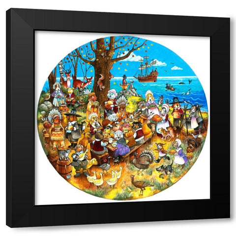 Paws For Thanks (Pc) Black Modern Wood Framed Art Print by Bell, Bill