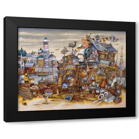 Captains Treasure Black Modern Wood Framed Art Print with Double Matting by Bell, Bill