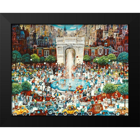 Washington Square Black Modern Wood Framed Art Print by Bell, Bill