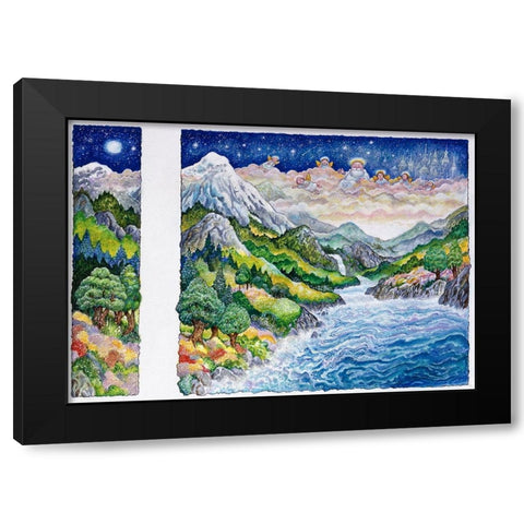 To Run Around The Trees Black Modern Wood Framed Art Print by Bell, Bill