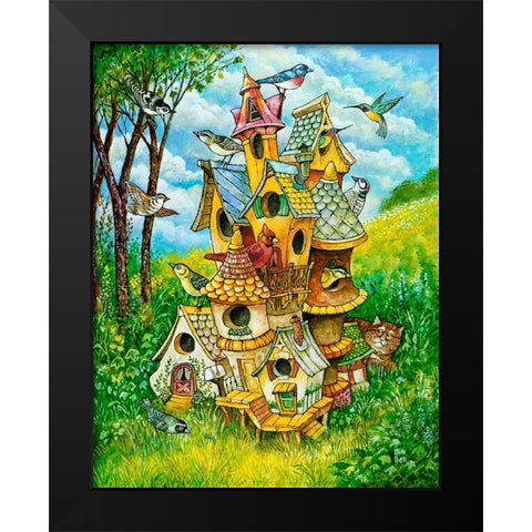 Tweeties Condo Black Modern Wood Framed Art Print by Bell, Bill