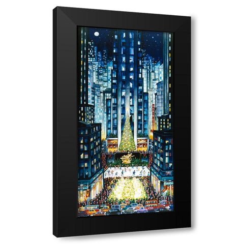 Rockefeller Christmas Black Modern Wood Framed Art Print by Bell, Bill