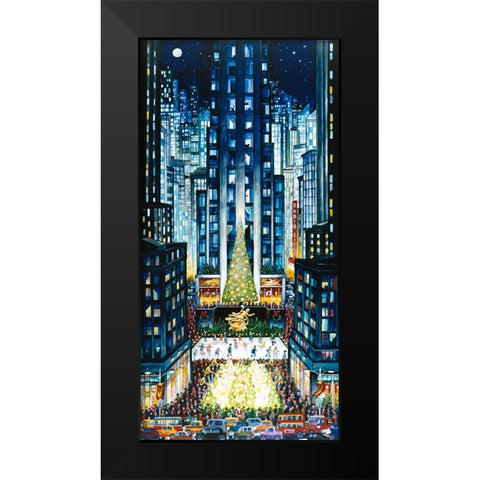 Rockefeller Christmas Black Modern Wood Framed Art Print by Bell, Bill