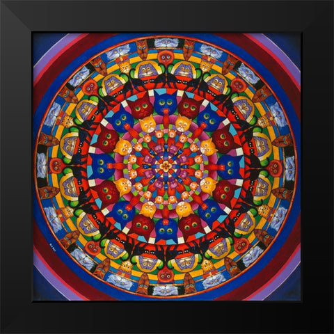 A Circle Of Cats Black Modern Wood Framed Art Print by Bell, Bill