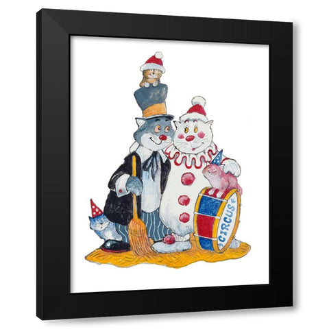 Carnival Cats Black Modern Wood Framed Art Print with Double Matting by Bell, Bill