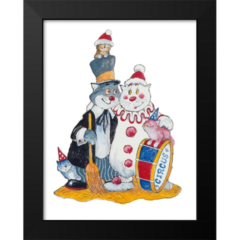 Carnival Cats Black Modern Wood Framed Art Print by Bell, Bill