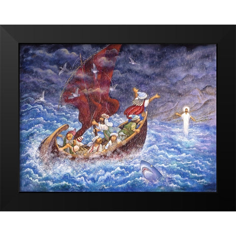 Calming Sea Black Modern Wood Framed Art Print by Bell, Bill