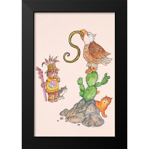 Cat History 2 Black Modern Wood Framed Art Print by Bell, Bill