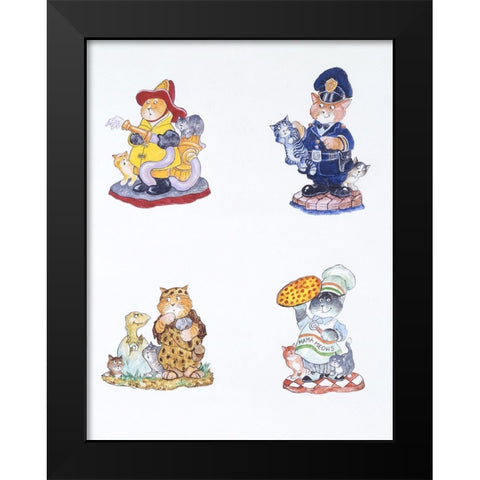 Cat History 3 Black Modern Wood Framed Art Print by Bell, Bill