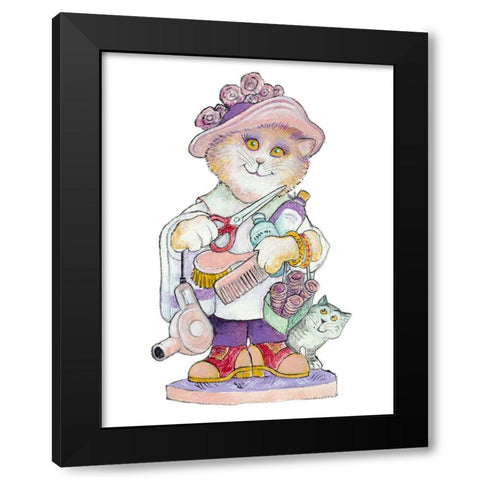Clipper Cat Black Modern Wood Framed Art Print by Bell, Bill