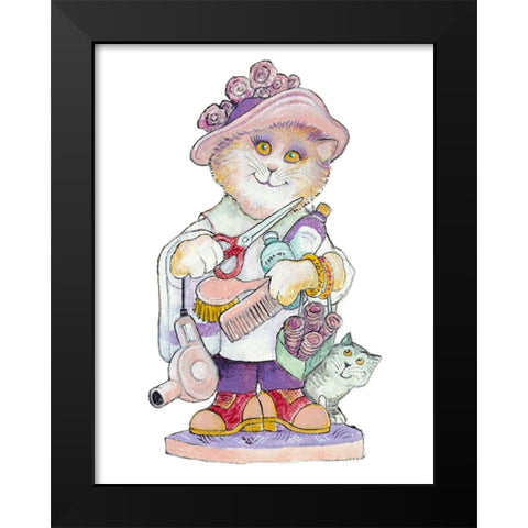 Clipper Cat Black Modern Wood Framed Art Print by Bell, Bill