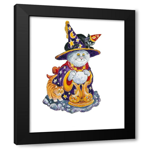 Witch Cat Black Modern Wood Framed Art Print by Bell, Bill
