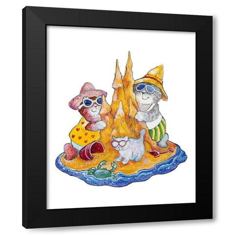 Taking Baby For A Walk Black Modern Wood Framed Art Print by Bell, Bill