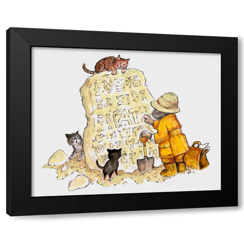 Cat Archaeology Black Modern Wood Framed Art Print with Double Matting by Bell, Bill