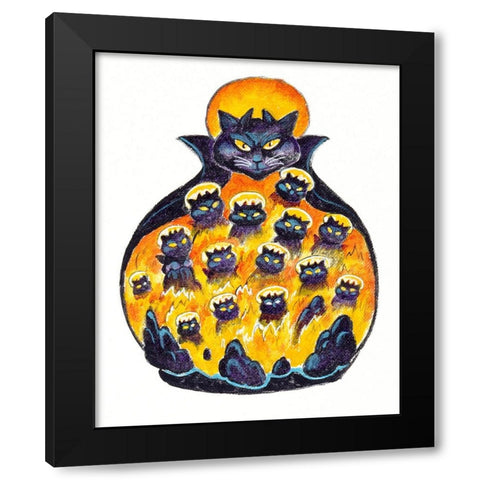 Holloween Cats Black Modern Wood Framed Art Print with Double Matting by Bell, Bill