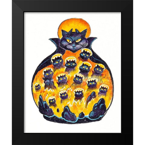 Holloween Cats Black Modern Wood Framed Art Print by Bell, Bill