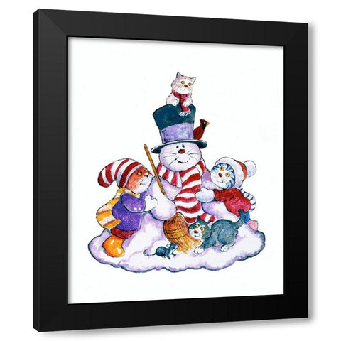 Winter Cats Black Modern Wood Framed Art Print with Double Matting by Bell, Bill