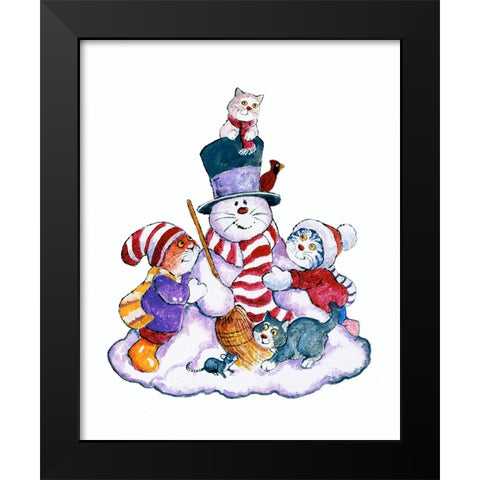 Winter Cats Black Modern Wood Framed Art Print by Bell, Bill