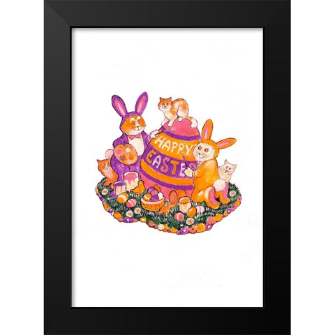 Easter Cats Black Modern Wood Framed Art Print by Bell, Bill
