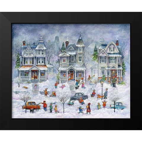 Snowy Streets Black Modern Wood Framed Art Print by Bell, Bill