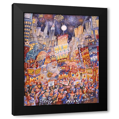 Happy New Year 2000 Black Modern Wood Framed Art Print with Double Matting by Bell, Bill