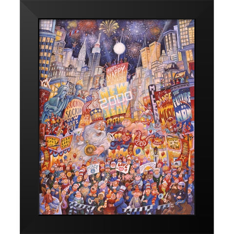 Happy New Year 2000 Black Modern Wood Framed Art Print by Bell, Bill