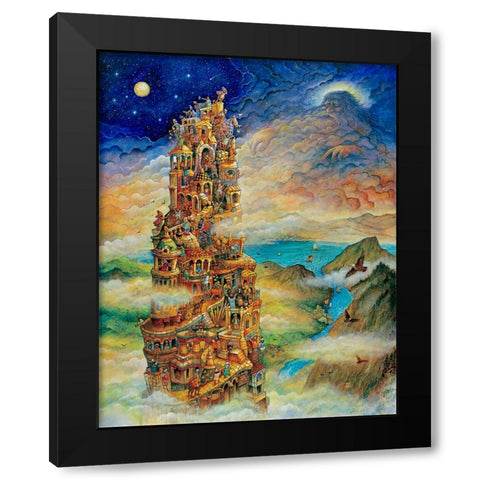 Tower Of Babel 2 Black Modern Wood Framed Art Print by Bell, Bill