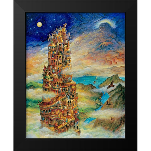 Tower Of Babel 2 Black Modern Wood Framed Art Print by Bell, Bill