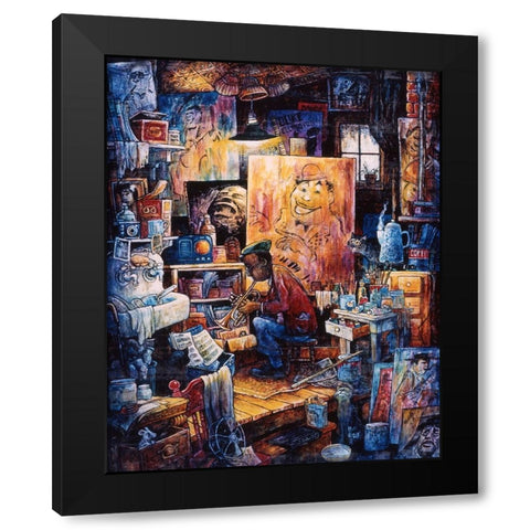 Jazz Man Black Modern Wood Framed Art Print with Double Matting by Bell, Bill