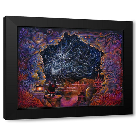 Dragon Chinois Black Modern Wood Framed Art Print with Double Matting by Bell, Bill