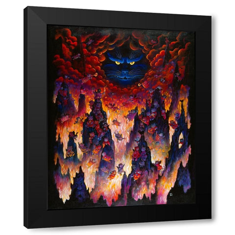 Horny Little Devils Black Modern Wood Framed Art Print by Bell, Bill